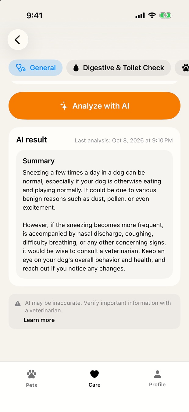 MrPet AI Veterinarian answer